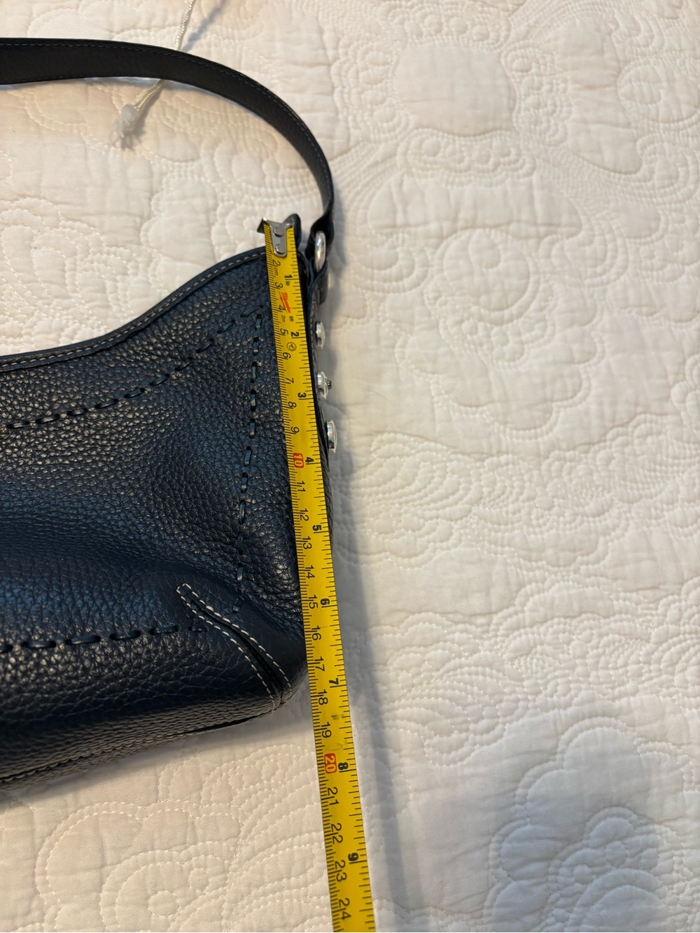 Brighton Navy Blue Pebbled Leather Shoulder Bag - Picture 9 of 11